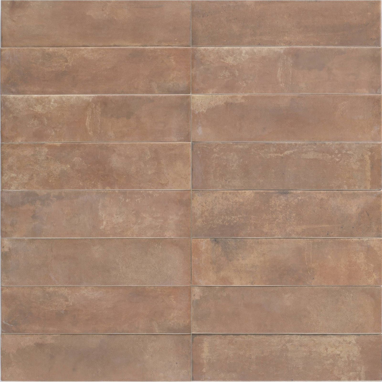 Rectangular terracotta cotto porcelain tiles with a rustic matte finish and subtle tone variations