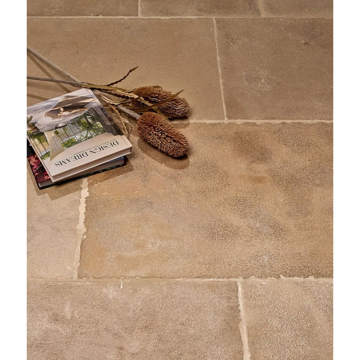 Beige touraine limestone seasoned stone tiles with a textured natural finish for flooring and wall use