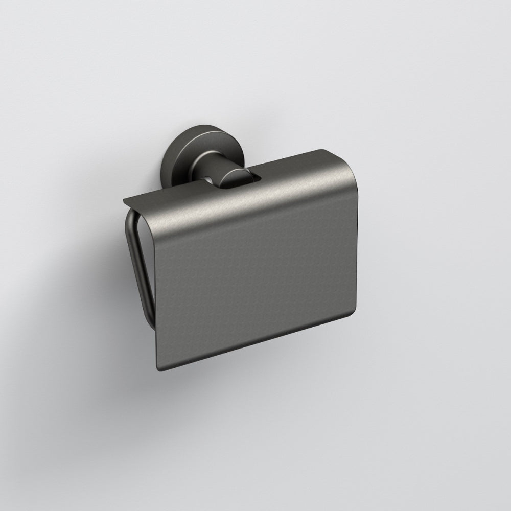 Tecno Project Toilet Roll Holder with Flap in Gunmetal - Origins Living