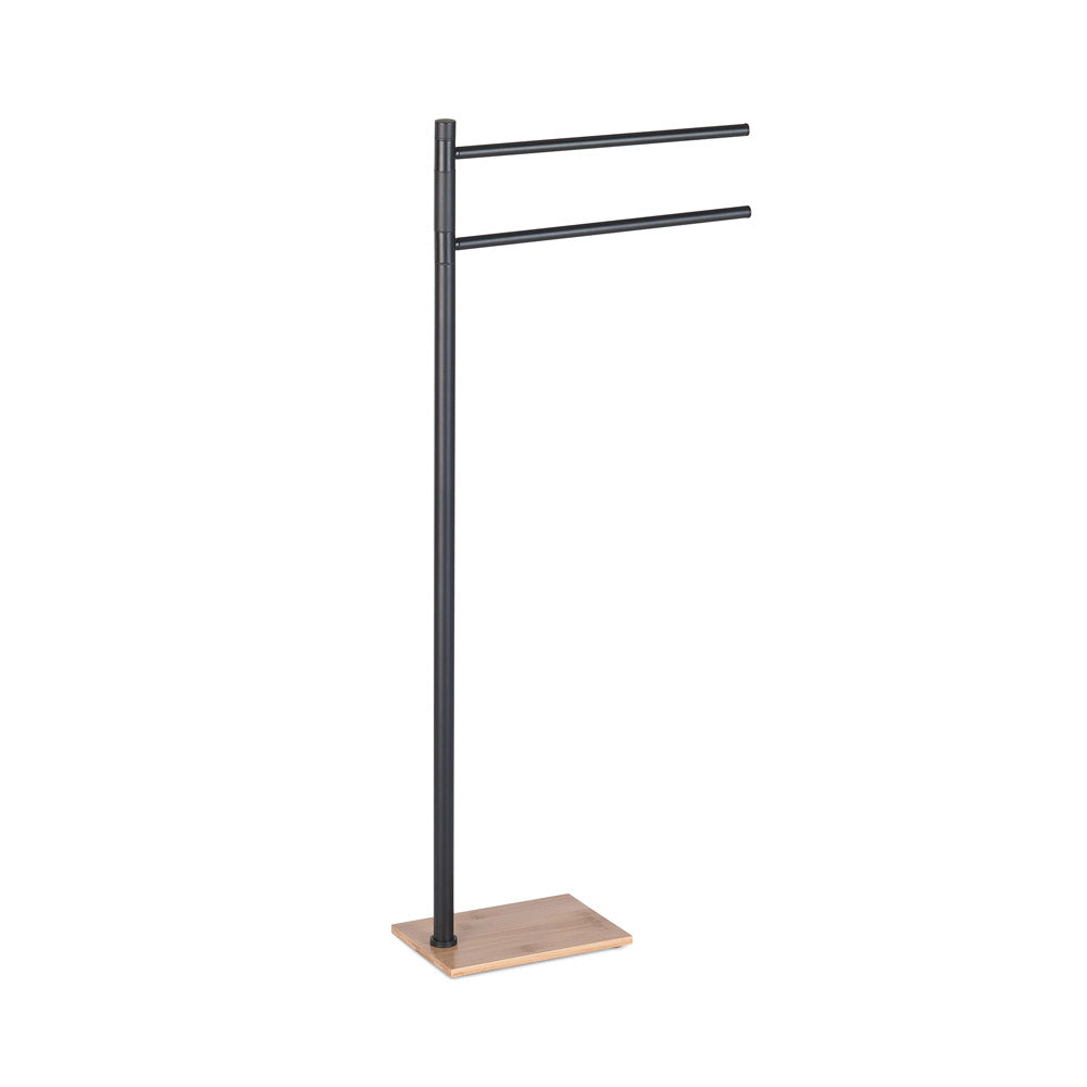 Trilly Towel Stand in Black/Bamboo - Origins Living