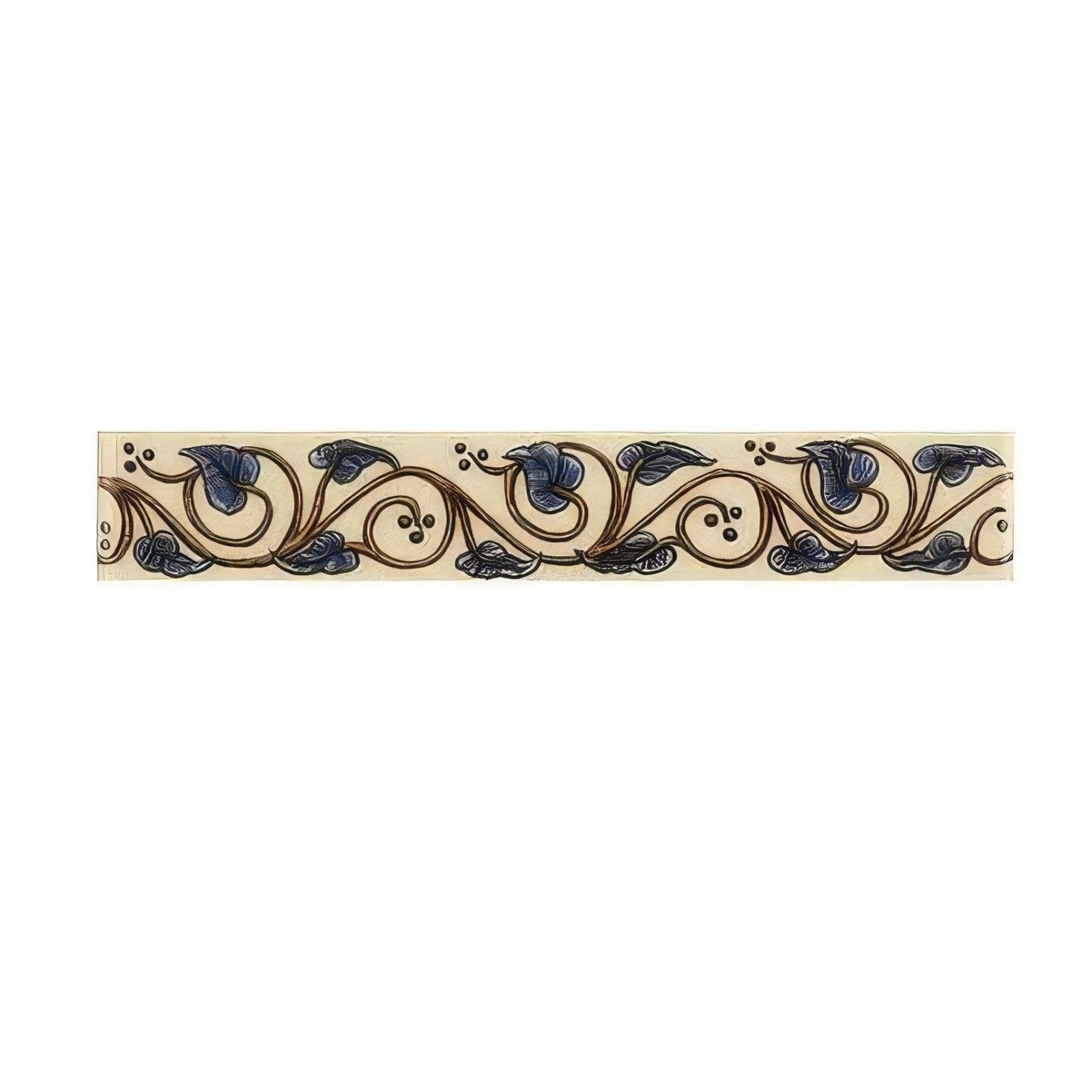 Trailing Ivy, Blue Classical Decorative Border on County White