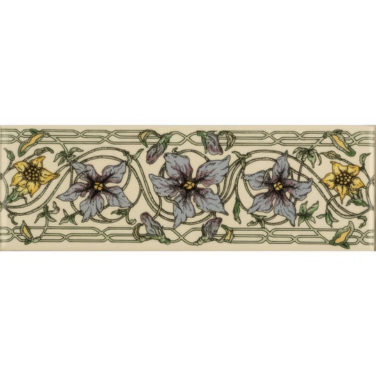 Trailing Periwinkle Blue Classical Decorative Border on County White