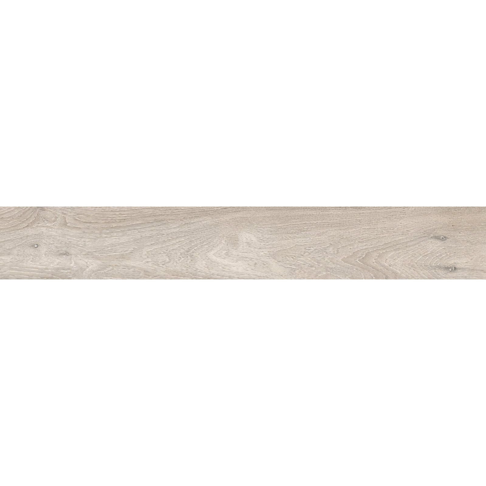 Light gray wood-effect laminate plank with subtle natural grain and faint knots from Tree-Charme White Matt collection