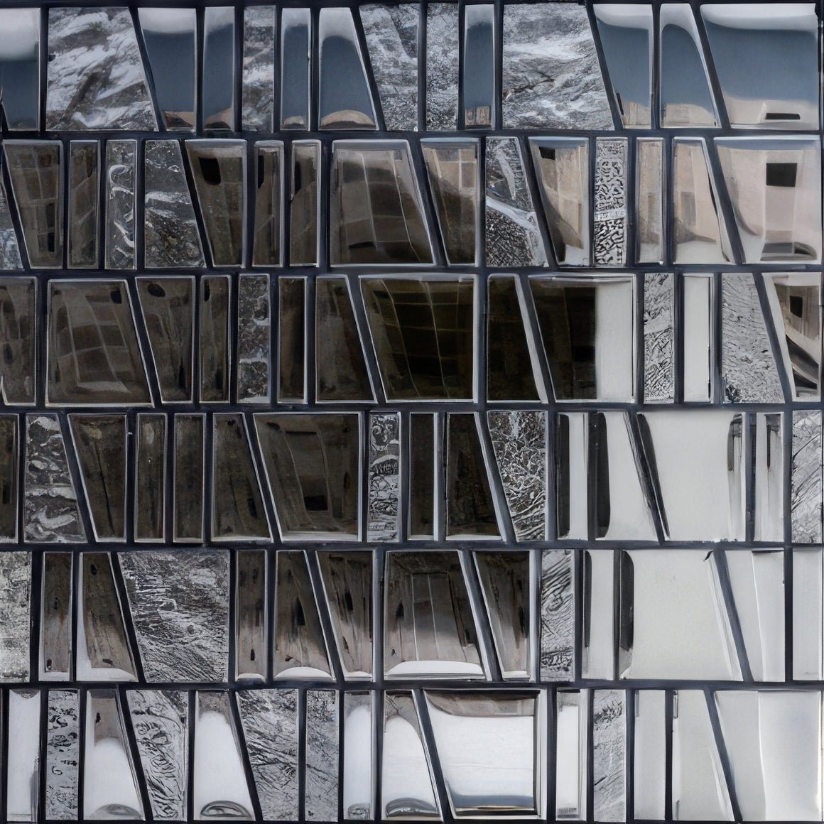 Trip Asi Inox Mosaic silver inox mosaic with reflective glass panels