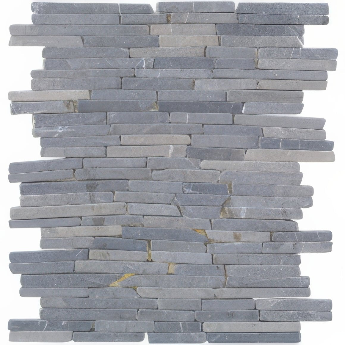 Trip kuda gris mosaic gray stone tile with stacked irregular pattern and subtle natural veining for decorative use