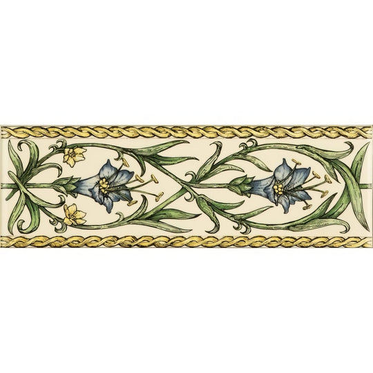 Trumpet Gentian Blue Classical Decorative Border on County White