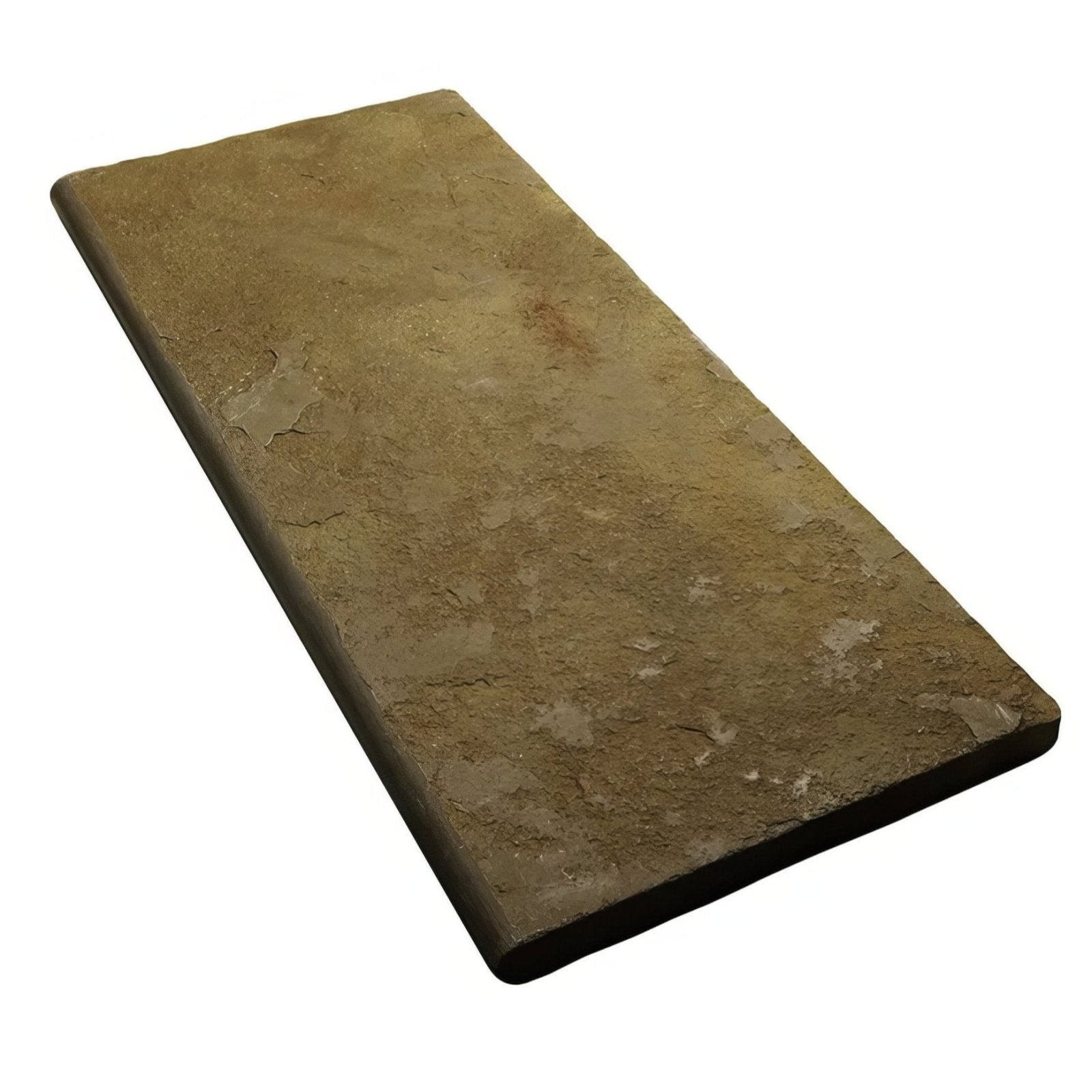 Trusloe limestone seasoned bullnose coping rectangular stone tile with textured earthy brown surface and uneven edges