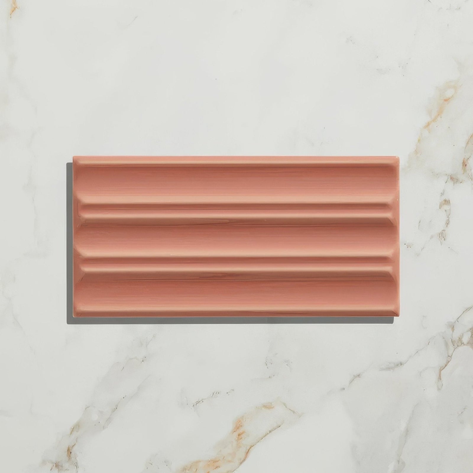 Tunstall Ceramic Fluted Brick Coral Wall Tile 12.5x6.2cm – detail view 4