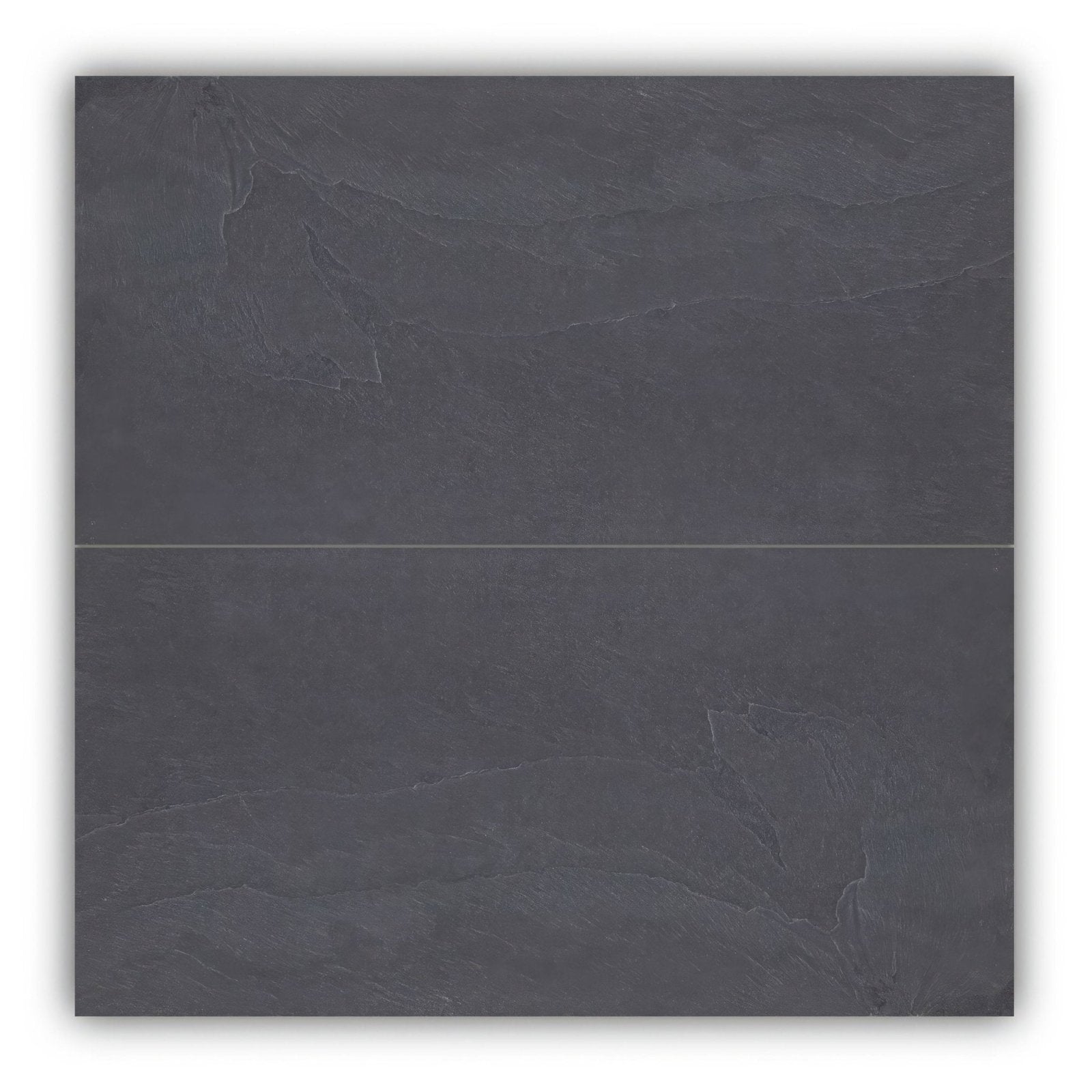Dark gray urban slate tile 40 x 20 with natural textured surface and subtle veining in black and grey tones