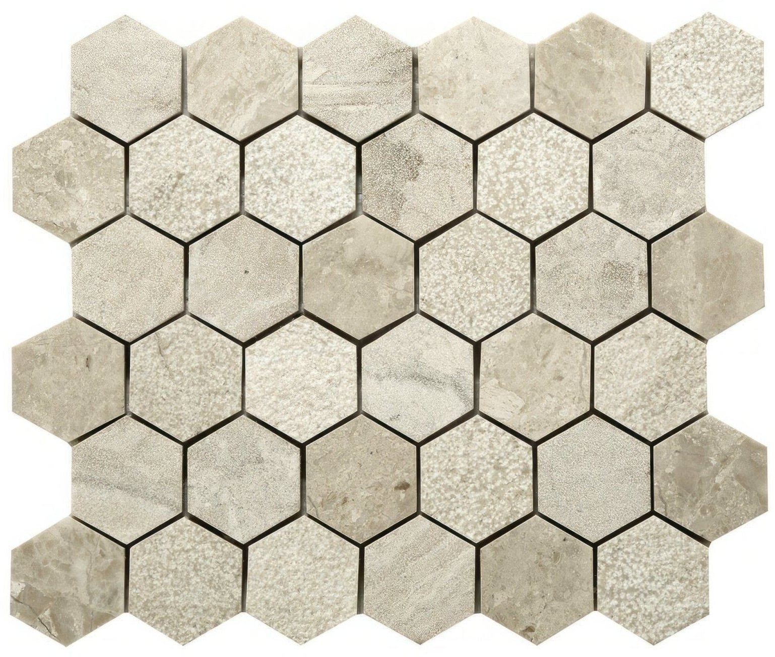 Vanilla Cream Mix Finish Marble Hexagon Mosaic