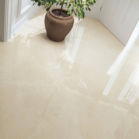 Venecia 1804 Crema Polished Porcelain Wall & Floor Tile - White