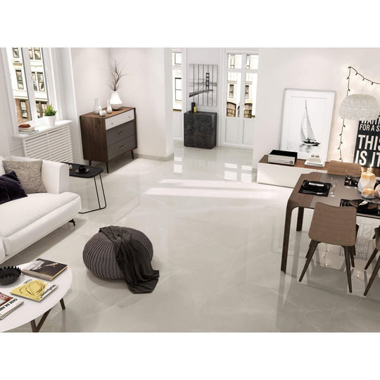 Venecia 1804 Perla Polished Porcelain Wall & Floor Tile - White