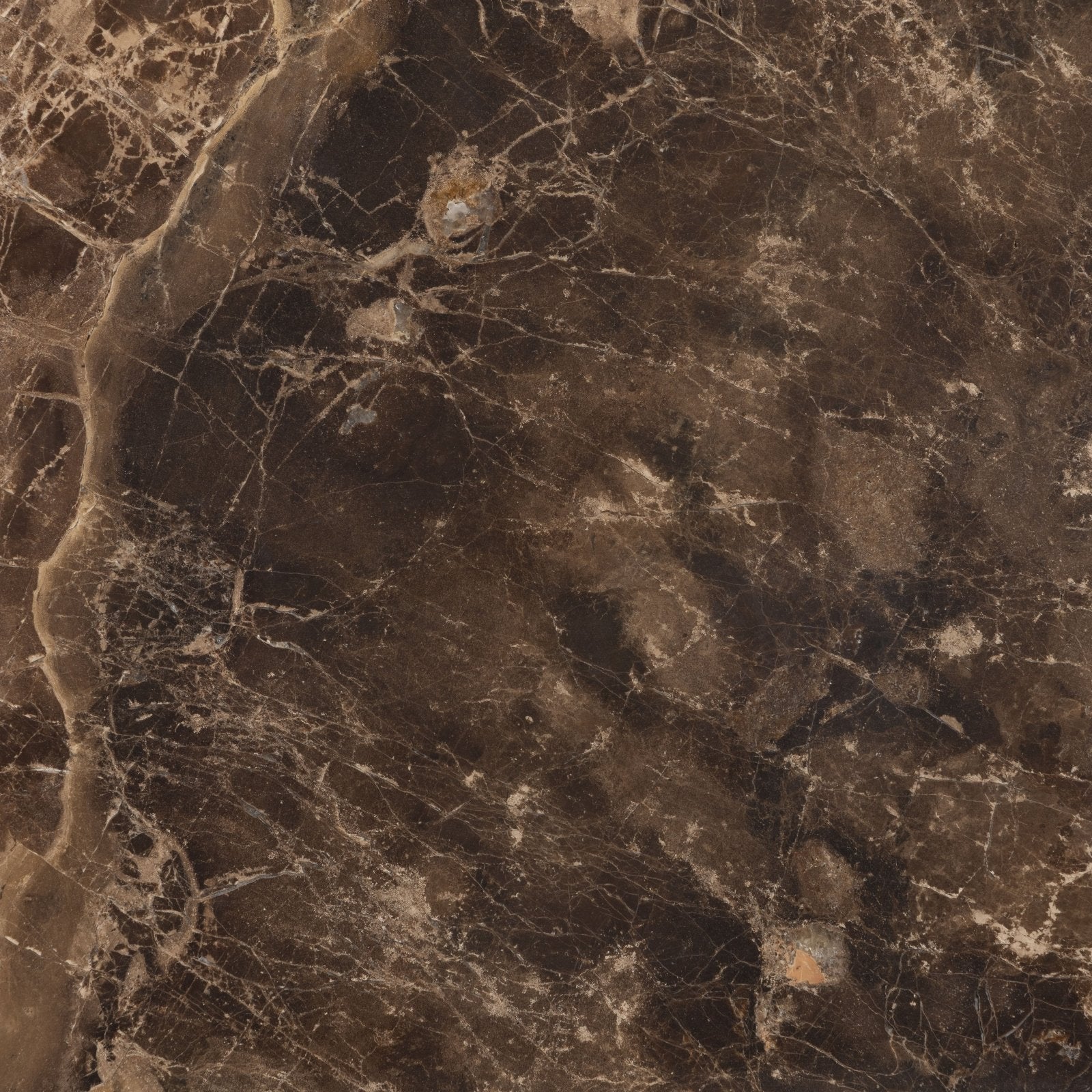 Versailles marble marron honed dark brown marble surface with intricate golden veining and natural stone texture