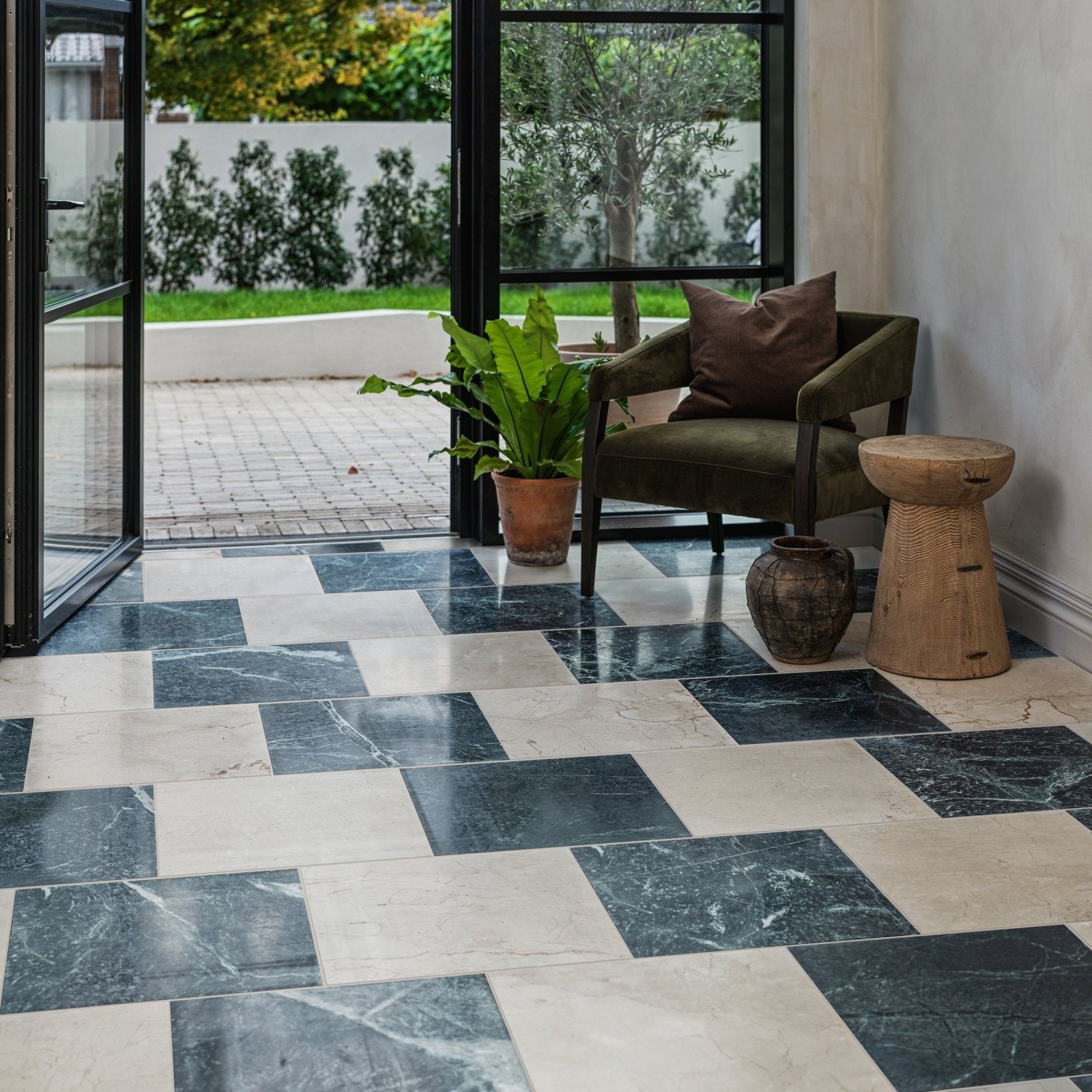 Versailles Marble Vert Honed shown as flooring