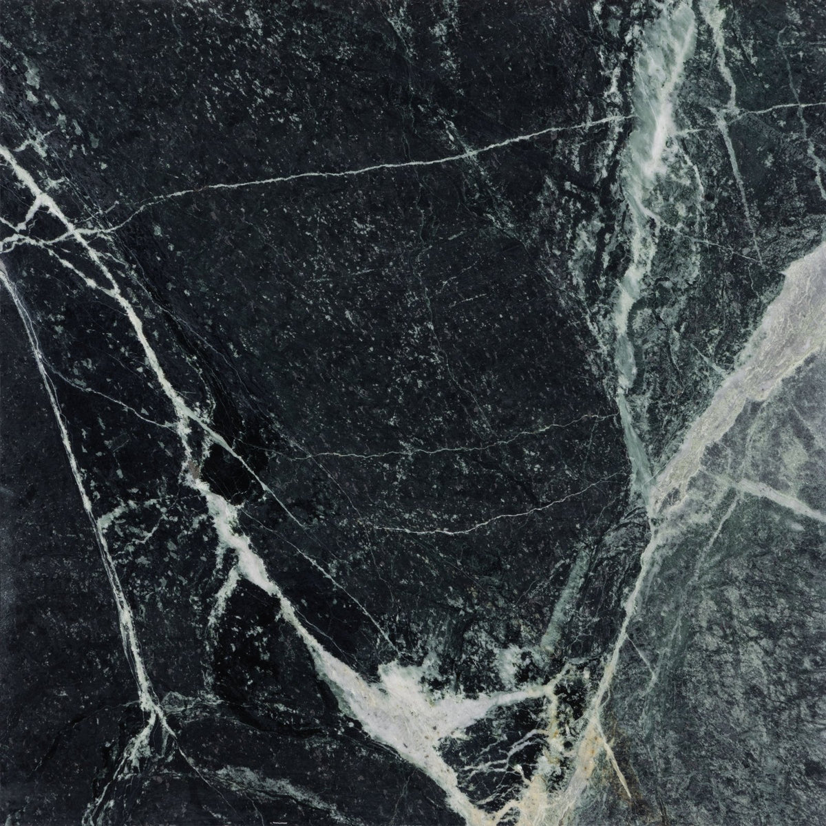 Versailles marble vert honed slab with dark green marble featuring striking white and light gray veining