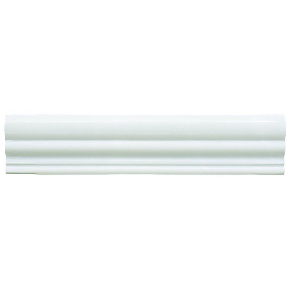 Viano White Honed Chair Rail white honed marble chair rail trim with a classic three-ridge moulding profile