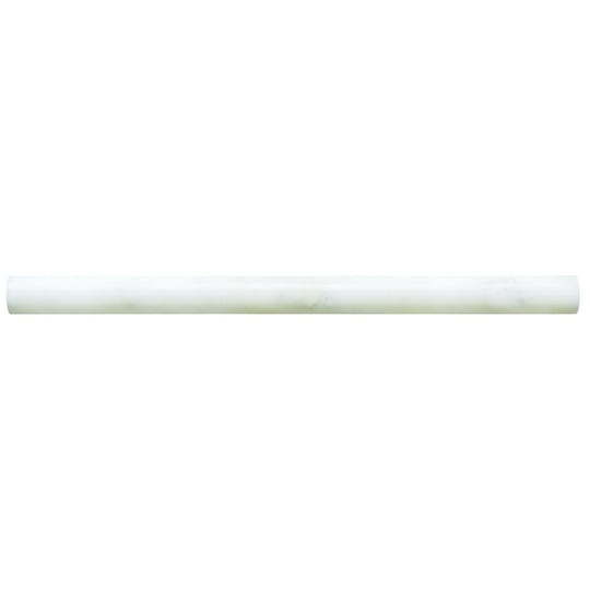 Viano White Honed Pencil white honed marble pencil trim with a smooth glossy rounded profile