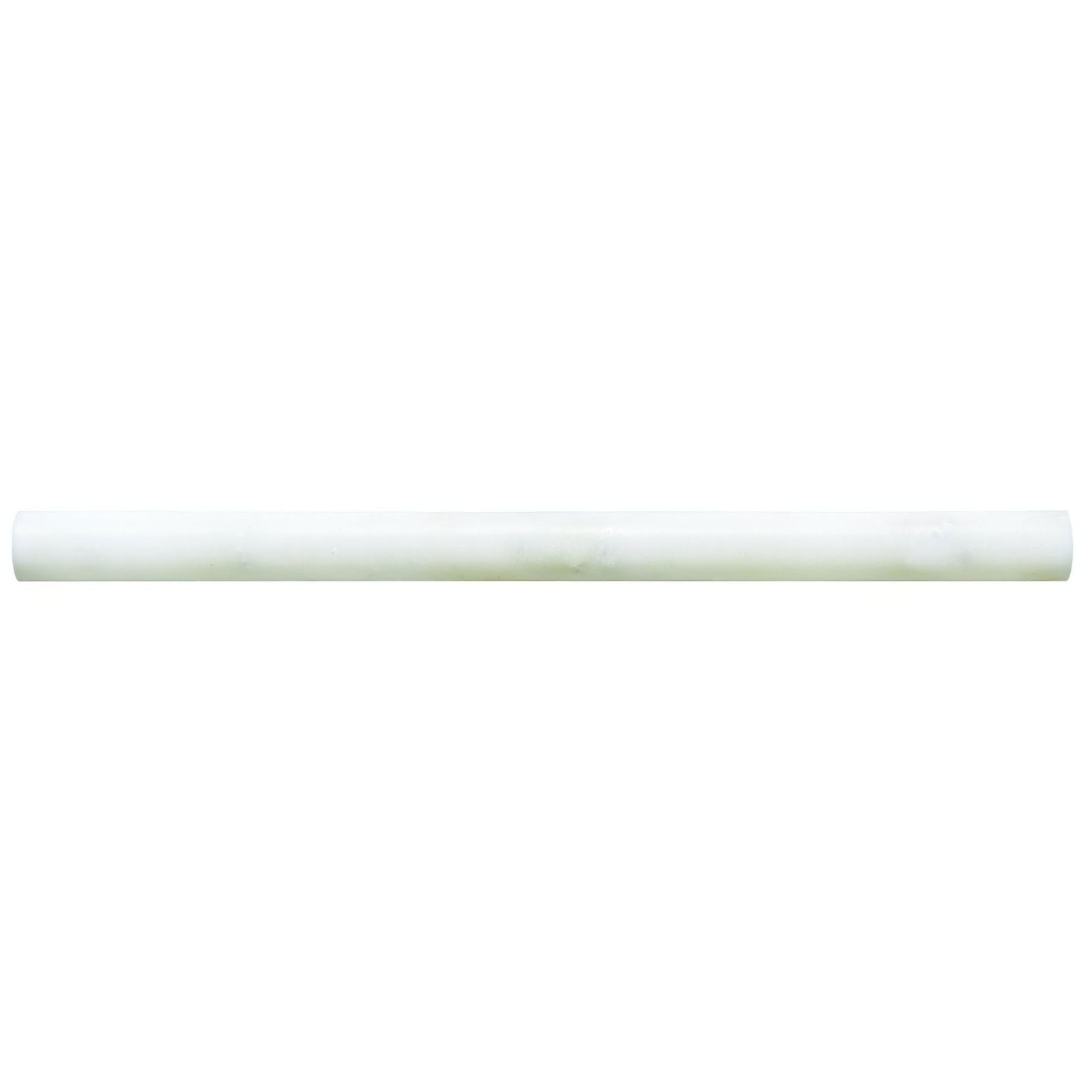 Viano White Honed Pencil white honed marble pencil trim with a smooth glossy rounded profile