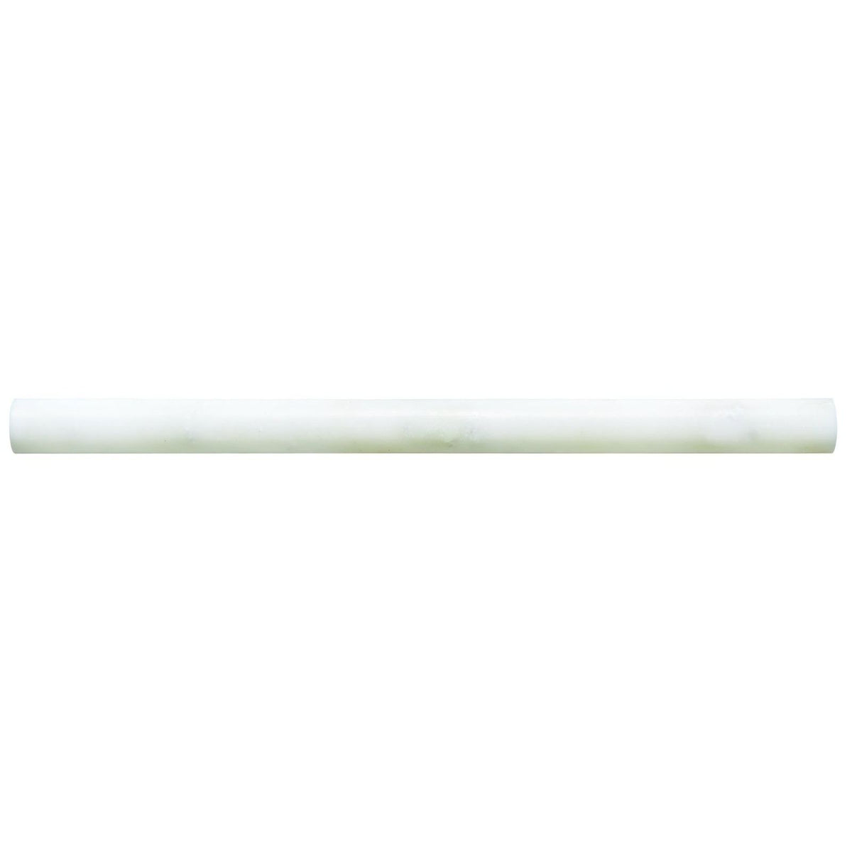 Viano White Honed Pencil white honed marble pencil trim with a smooth glossy rounded profile