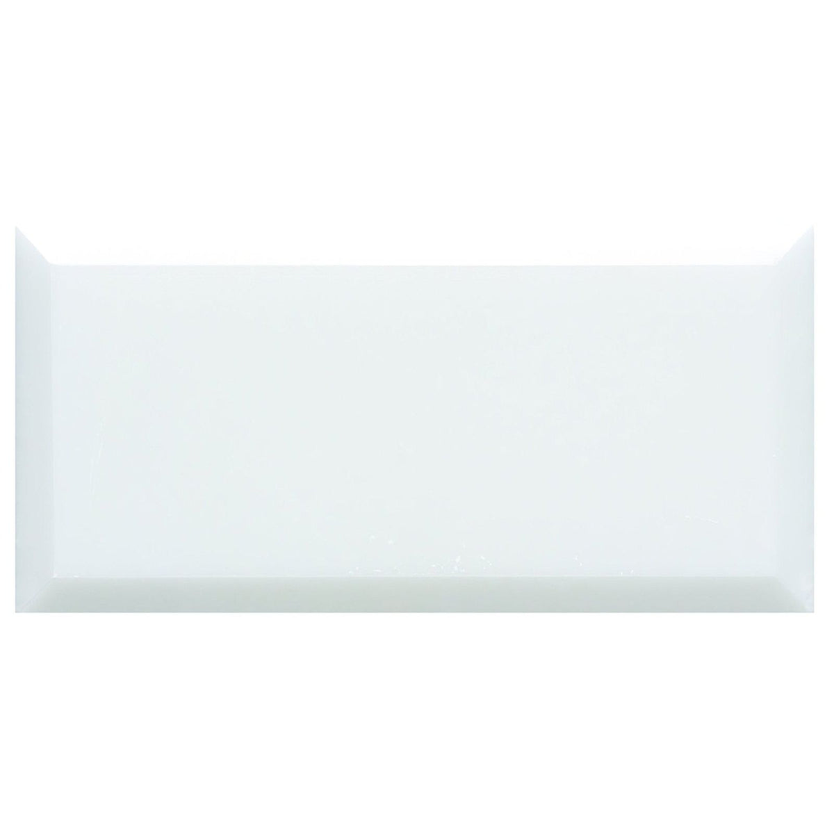 Viano White Polished Bevel Marble 147 x 72mm white bevelled marble metro tile with a glossy finish