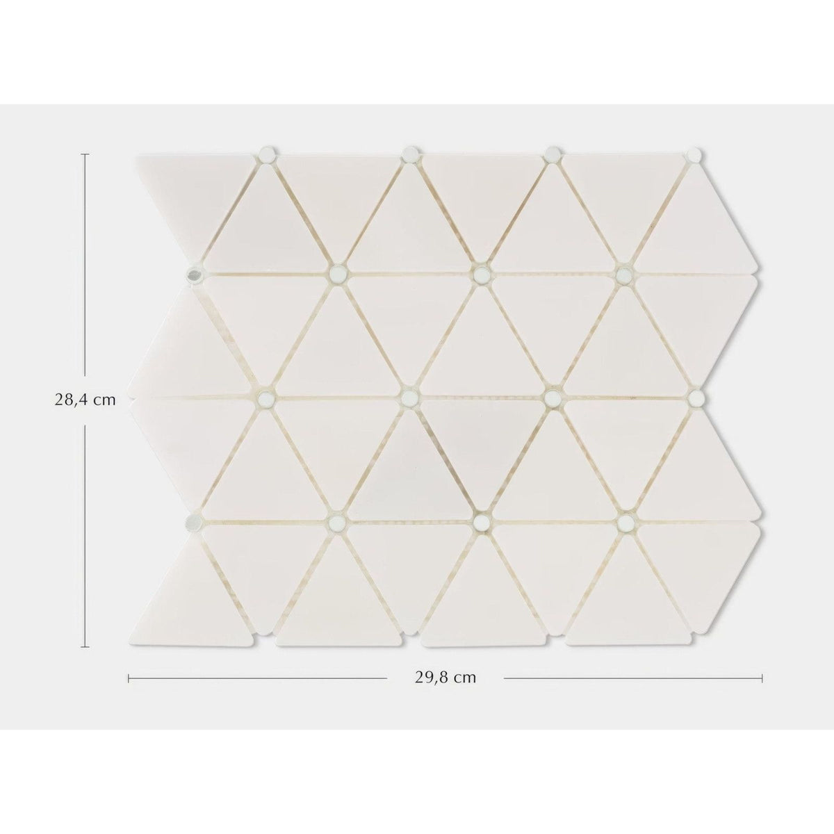 Victorian Diamond Marmara Mirror Mosaic panel with off-white geometric triangles metallic accents and circular connectors
