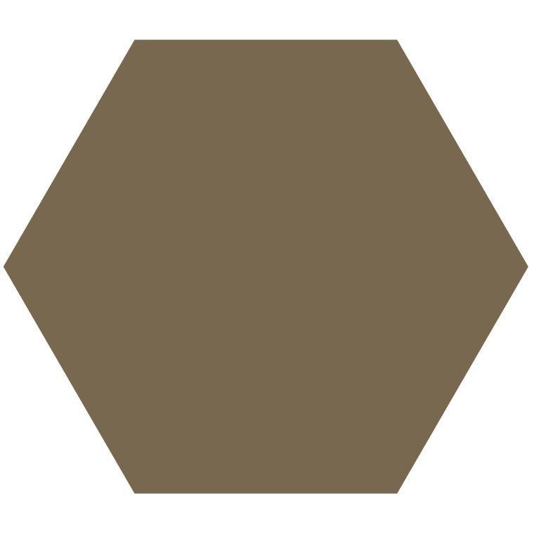 A solid brown Victorian floor tile with a smooth matte finish in classic hexagon shape 127mm size