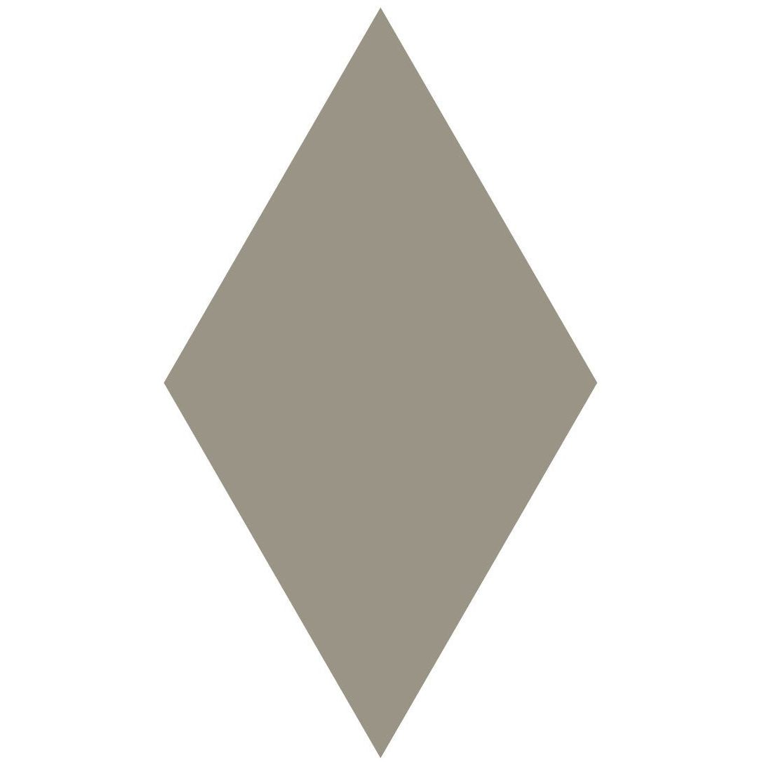 A solid matte-finished gray diamond-shaped victorian floor tile measuring 182 x 105mm