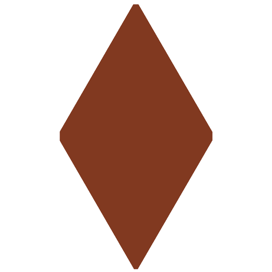 Solid brown diamond shaped victorian floor tile measuring 182 x 105mm ideal for decorative flooring
