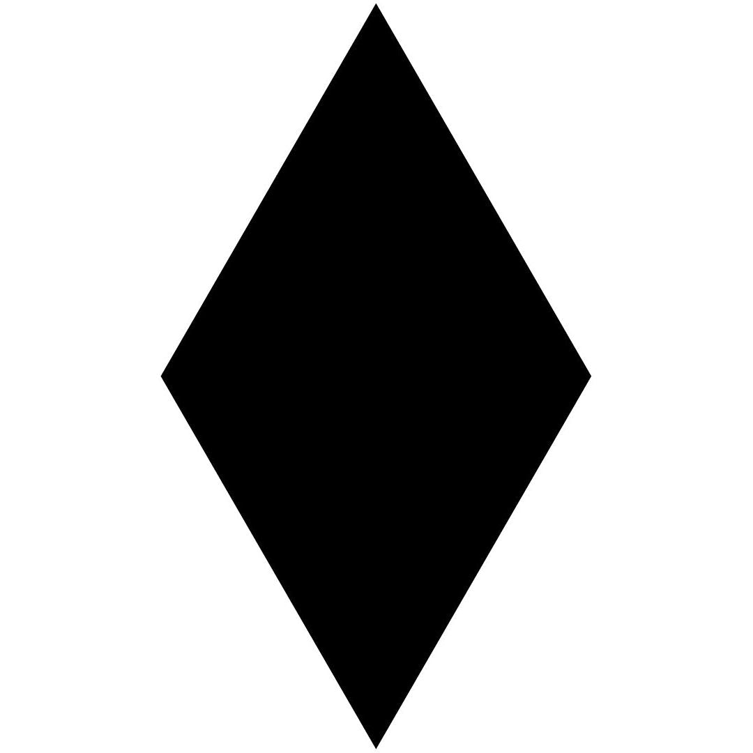 A solid black diamond-shaped victorian floor tile in black with a size of 182 by 105 millimeters