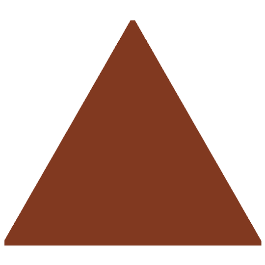Solid brown equilateral triangle Victorian floor tile in 104 x 89mm size for decorative flooring designs
