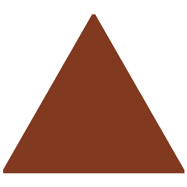Solid brown equilateral triangle Victorian floor tile in 104 x 89mm size for decorative flooring designs