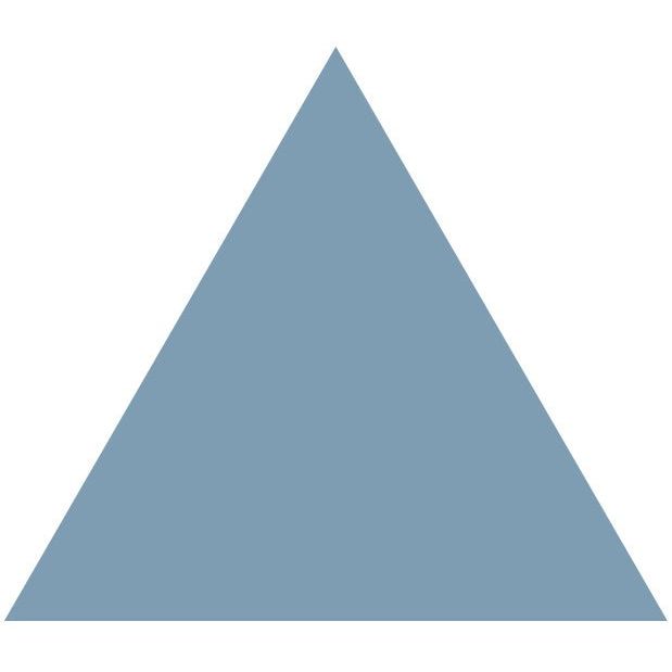 A solid light blue equilateral triangle Victorian floor tile measuring 104 x 89mm designed for decorative use