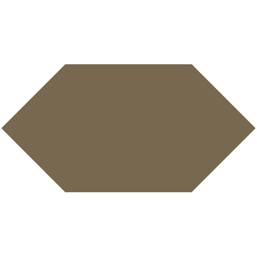 A solid brown smooth hexagonal Victorian floor tile measuring 151 by 75mm suitable for decorative flooring