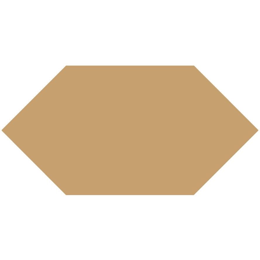 A solid tan Victorian floor tile hexagon with a smooth uniform surface measuring 151 x 75mm