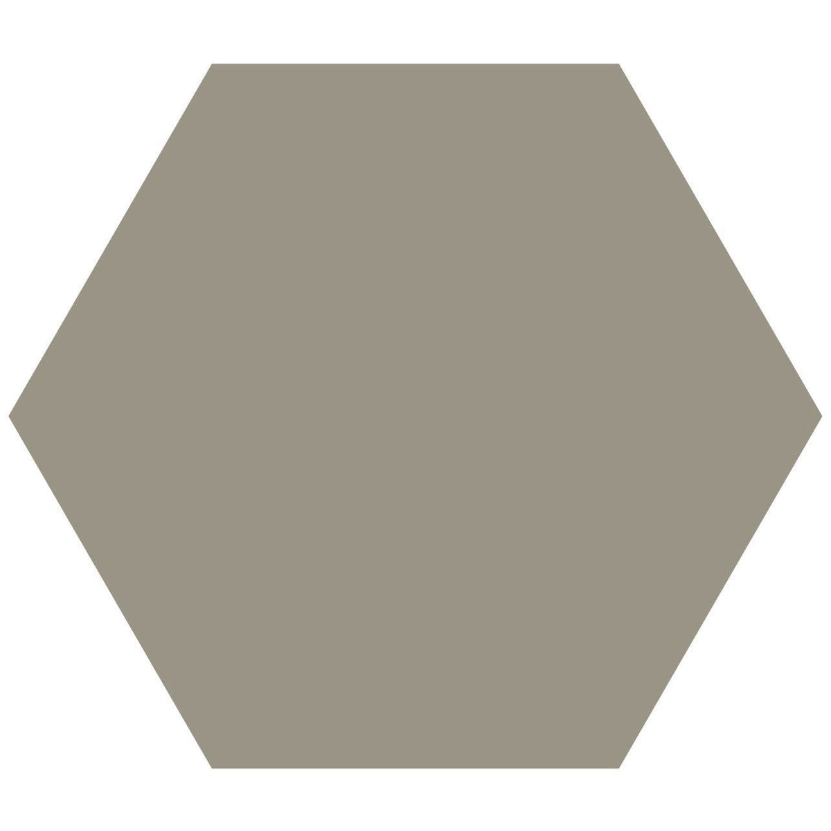 A solid taupe Victorian floor tile large hexagon with a smooth matte finish measuring 185mm