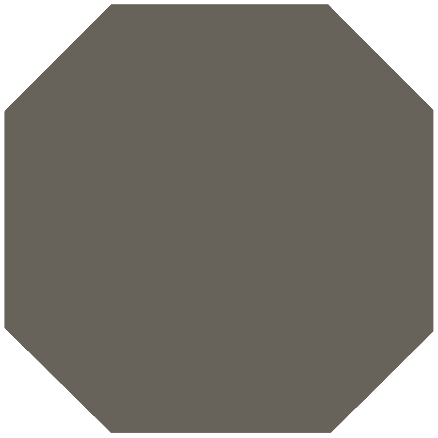 A solid matte-finished dark gray Victorian floor tile octagon 151 x 151mm for stylish flooring use