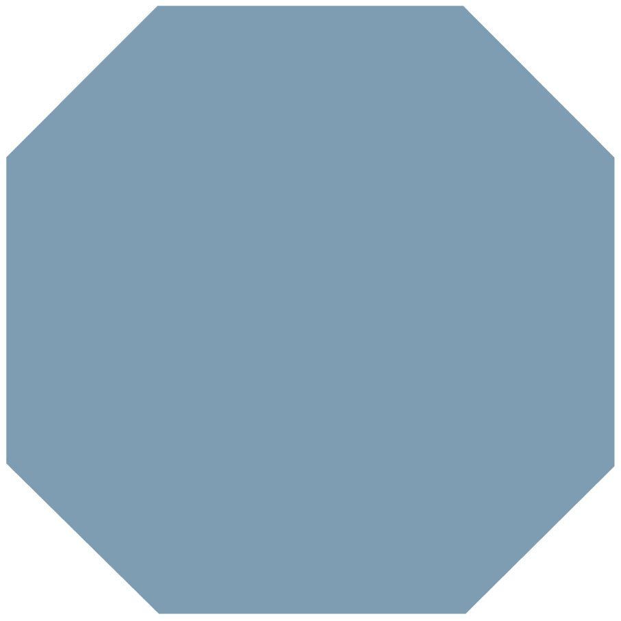 A solid light blue Victorian floor tile octagon colour made of ceramic measuring 151 by 151 millimeters