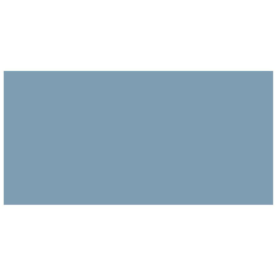A solid muted blue rectangular victorian floor tile panel measuring 151 x 75mm for decorative flooring