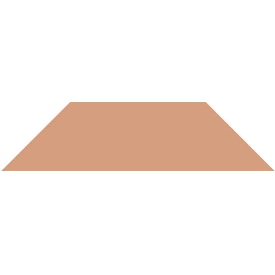 A solid flat tan-colored Victorian floor tile trapezium shape measuring 149 by 36.5 millimeters