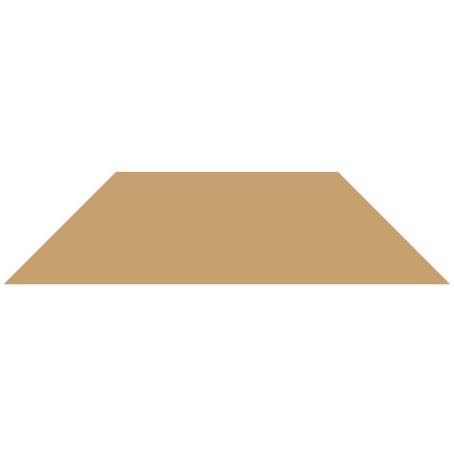 A tan-colored flat trapezoidal victorian floor tile with a smooth surface measuring 149 x 36.5mm