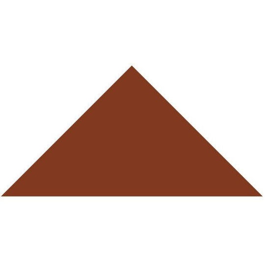 A solid brown Victorian floor tile in a triangular shape measuring 104 x 73 x 73mm
