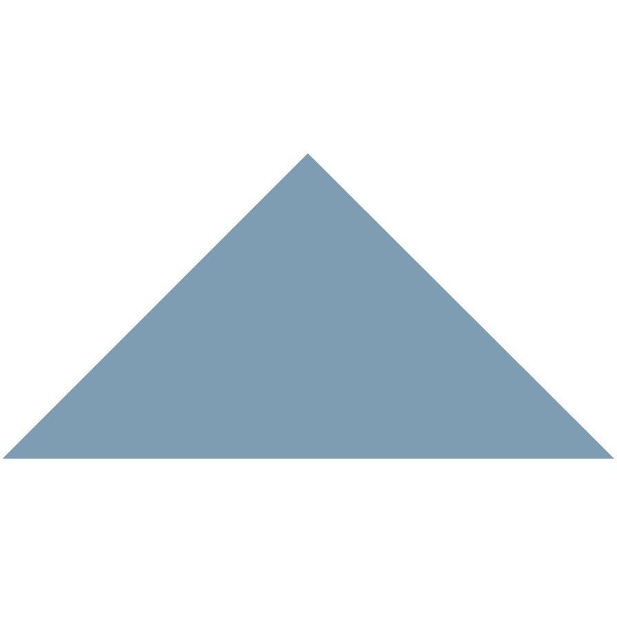 A solid light blue Victorian floor tile in a triangle shape measuring 149 x 106 x 106mm
