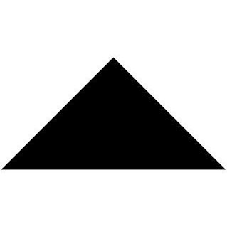 A solid black triangular victorian floor tile measuring 50 x 36 x 36mm suitable for decorative flooring
