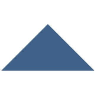 A solid blue triangular victorian floor tile measuring 50 x 36 x 36mm for decorative flooring use