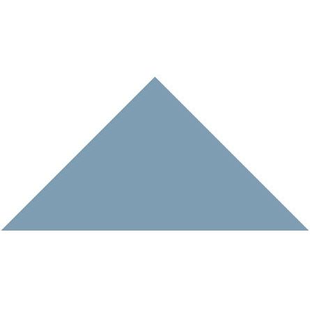 A solid light blue solid color Victorian floor tile triangle measuring 73 x 52 x 52mm