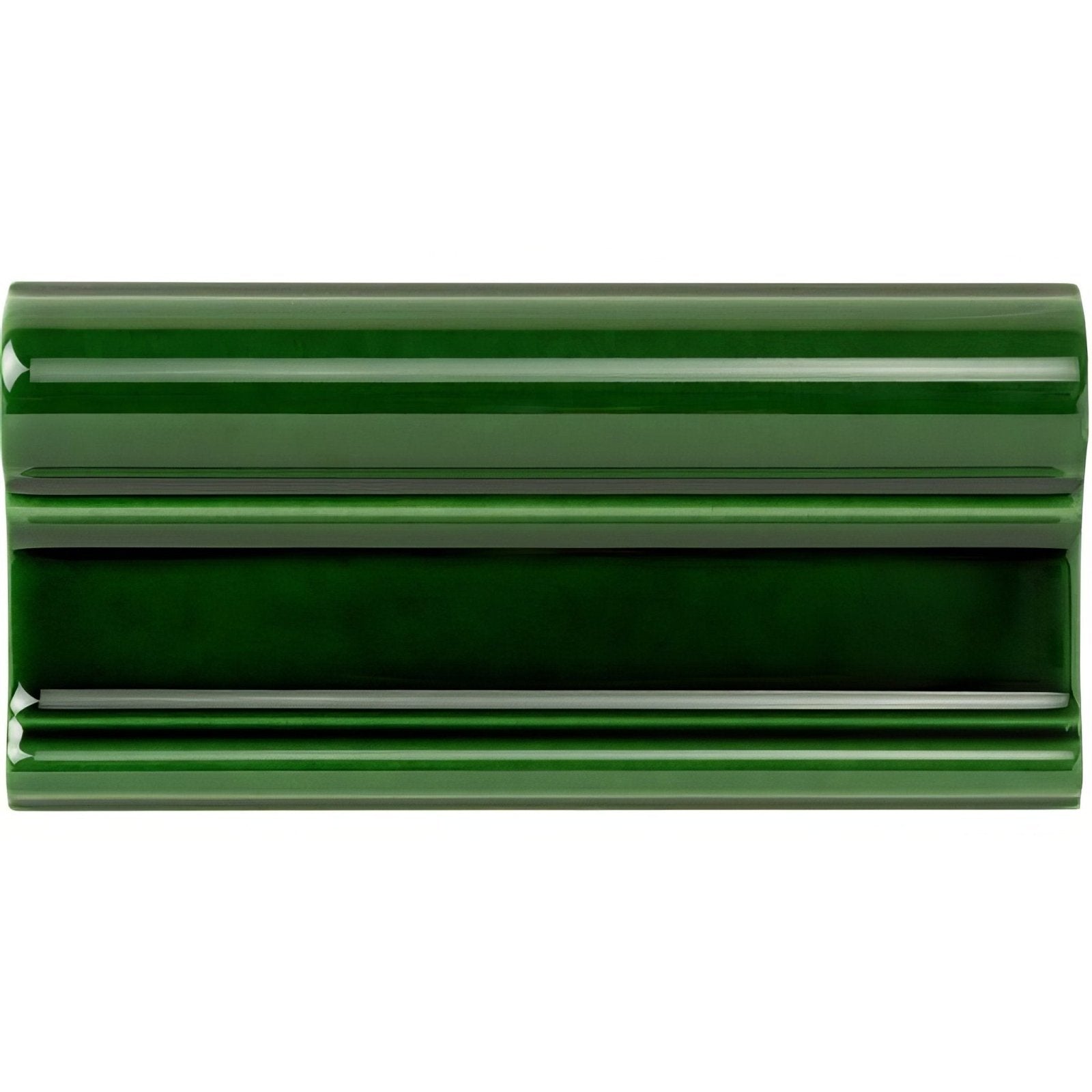 Victorian green victoria moulding deep green ceramic tile with glossy finish and three horizontal ridges