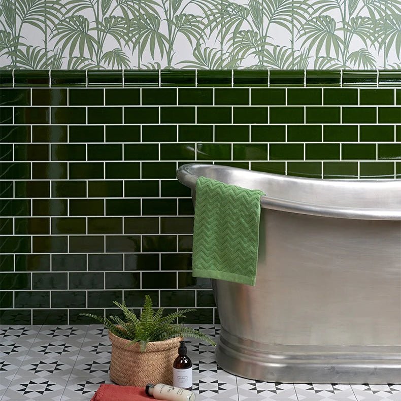 Victorian Style™ Wall Ceramic Olive Green Metro Crackle Glaze