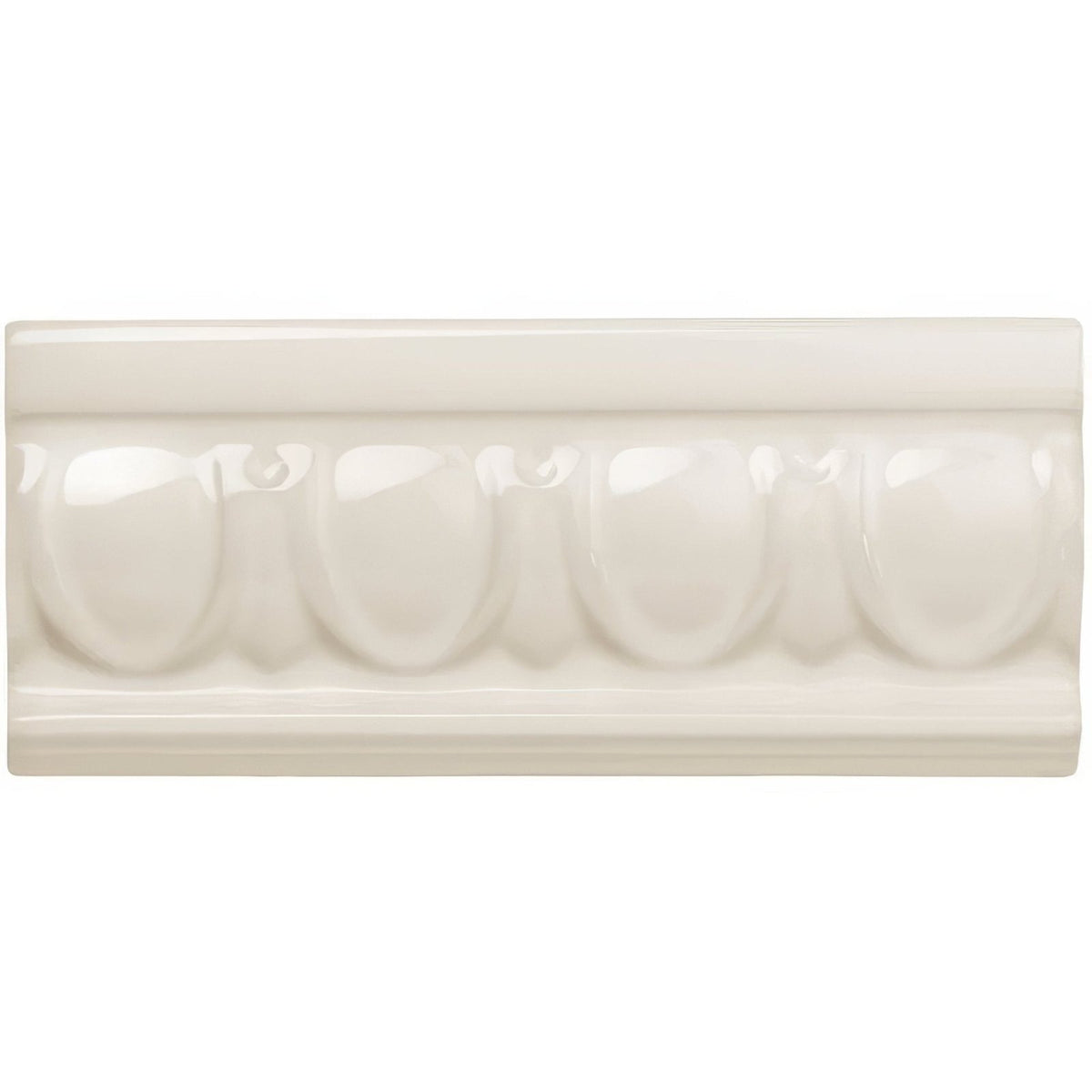 Vintage White Egg & Dart Moulding Ceramic Wall Tile 152x65mm - Gloss