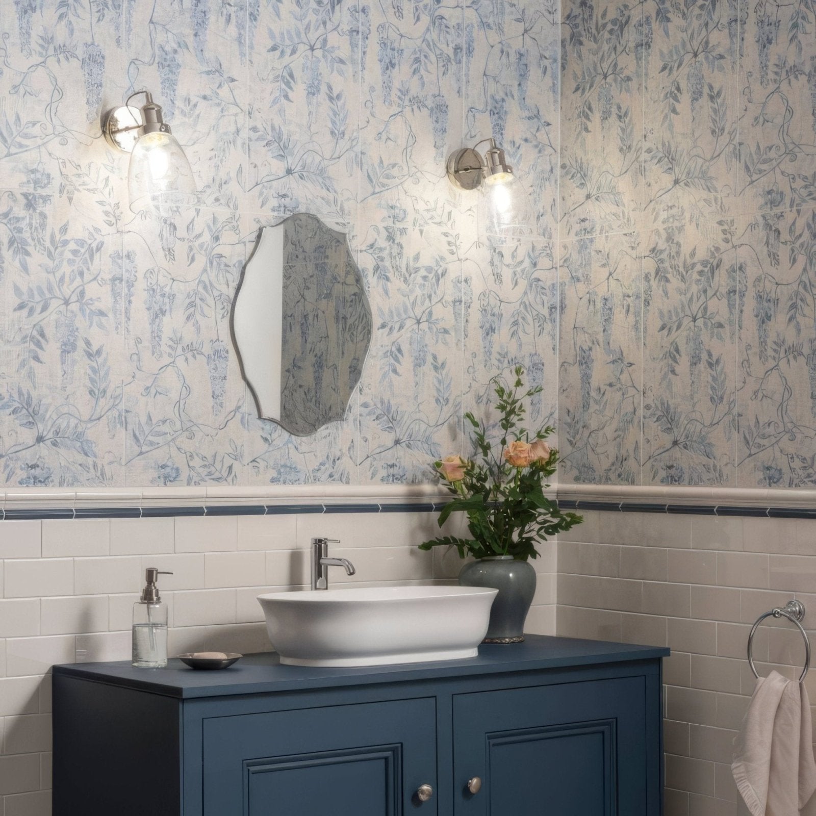 Vintage White Half Tile