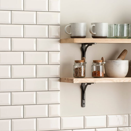 Vintage White Metro Bevelled Tile - alternate view